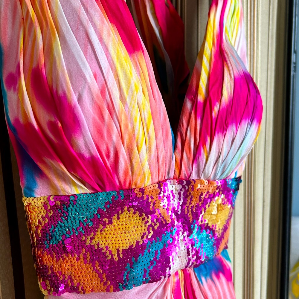 La Femme halter silk gown
